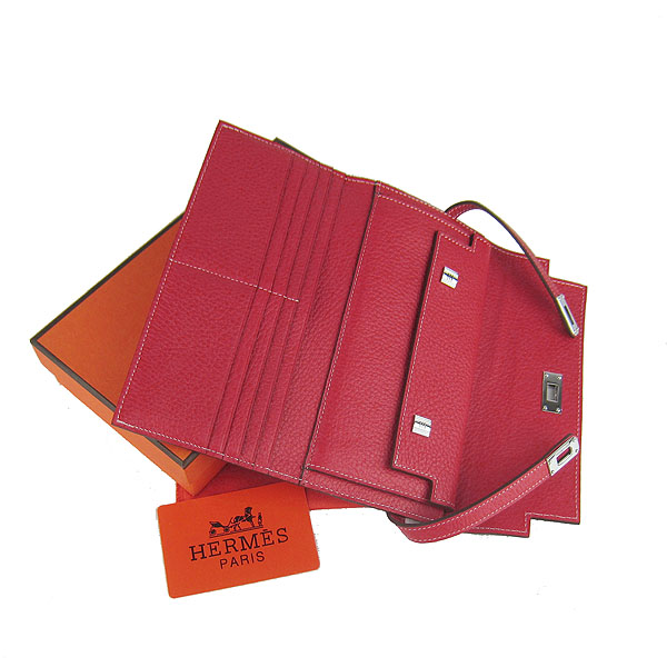 High Quality Hermes Kelly Long Clutch Bag Red H009 Replica - Click Image to Close